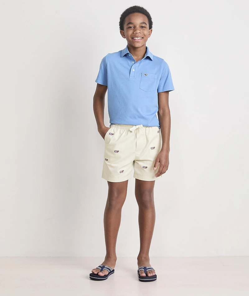 Boys' Americana Embroidered Pull-On Chino Shorts
