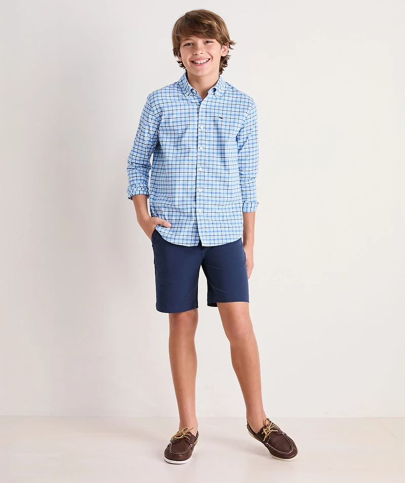 Boys' Bellamy Plaid Performance Cotton Shirt