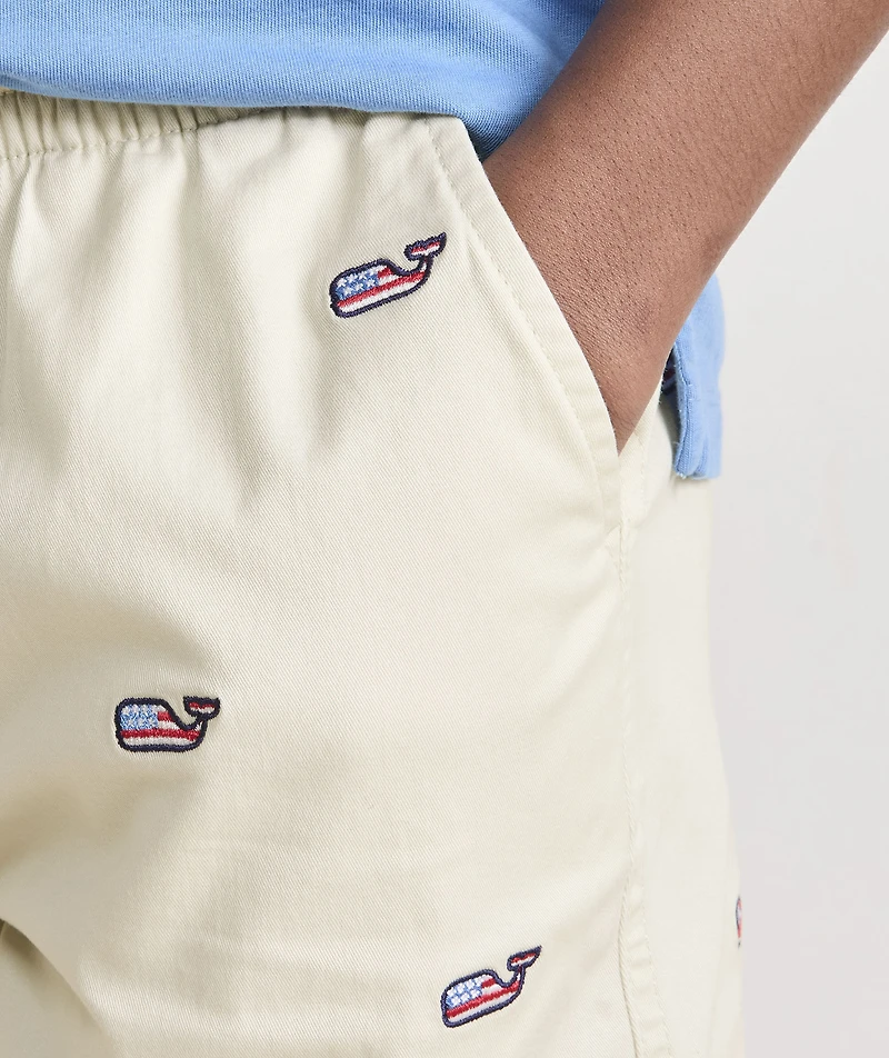 Boys' Americana Embroidered Pull-On Chino Shorts