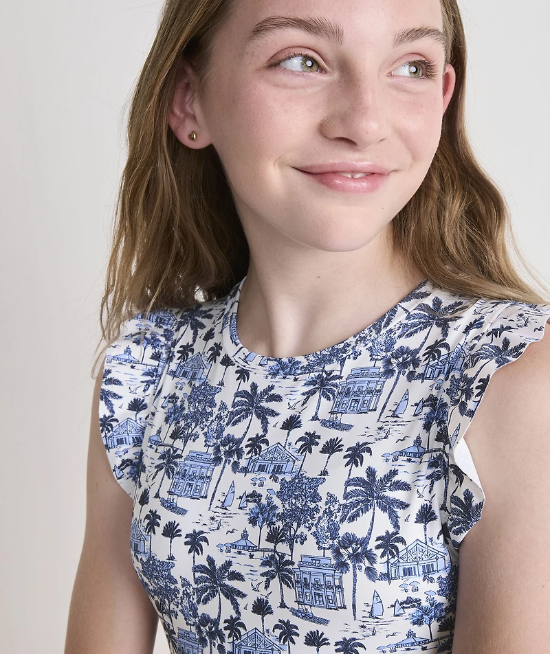 Girls' Ruffle Scoopneck One-Piece