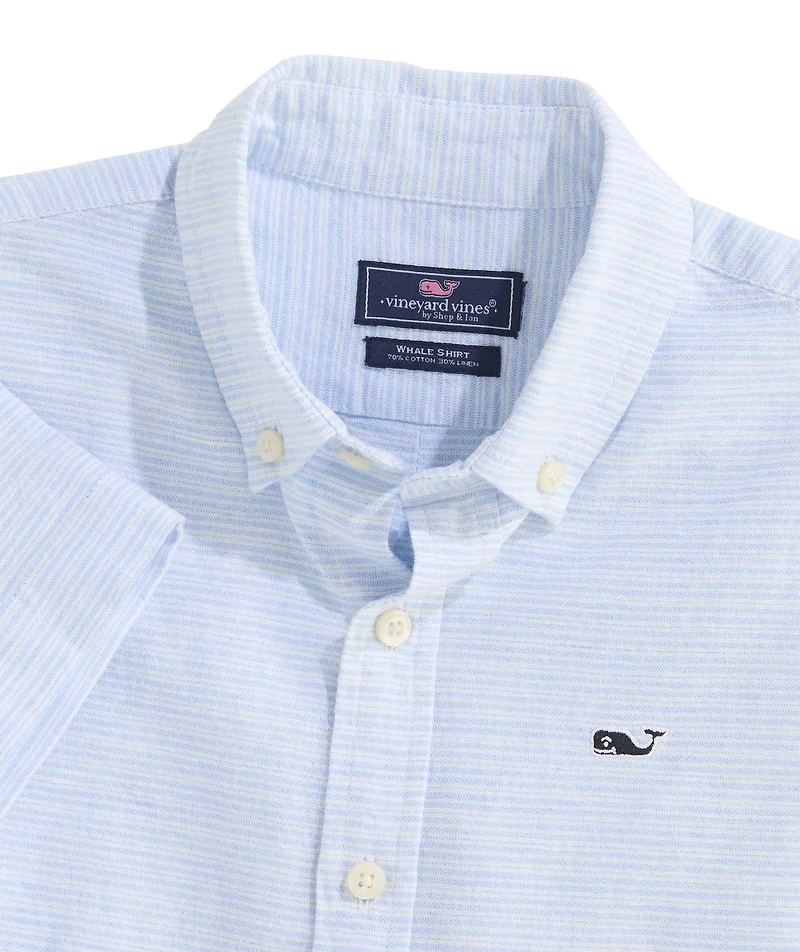OUTLET Boys' Cotton-Linen Short-Sleeve Whale Shirt