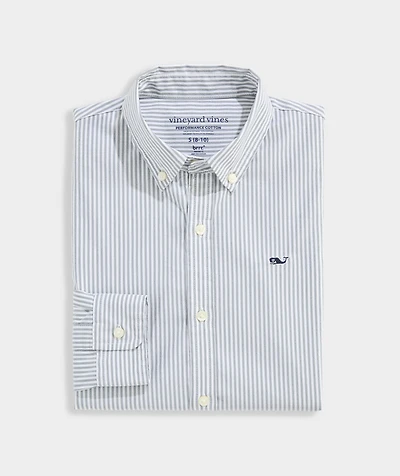 Boys' Admiral Stripe Performance Cotton Shirt