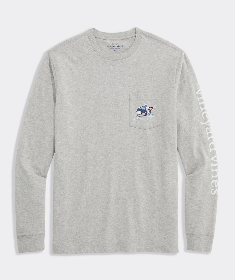 Downhill Ski Whale Long-Sleeve Pocket Tee