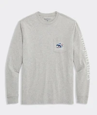Downhill Ski Whale Long-Sleeve Pocket Tee