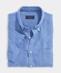 Garment-Dyed Surfside Solid Linen Short-Sleeve Shirt