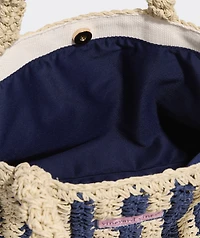 Womens Small Striped Straw Tote