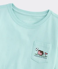 Girls' Soccer Whale Long-Sleeve Pocket Tee