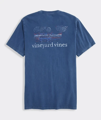 Drift Dye Beach Fireworks Whale Short-Sleeve Pocket Tee