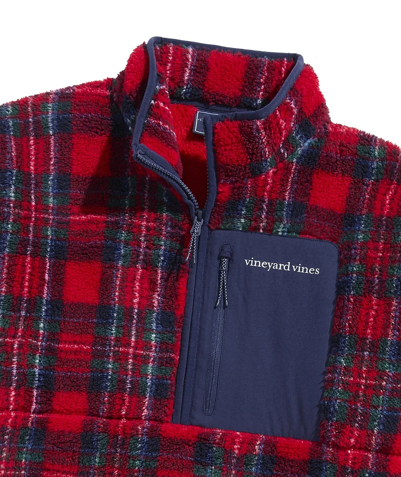 OUTLET Printed Plaid Sherpa Quarter-Zip