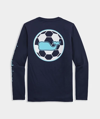Boys' Soccer Whale Dot Long-Sleeve Harbor Sun Performance Tee