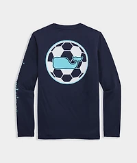 Boys' Soccer Whale Dot Long-Sleeve Harbor Sun Performance Tee