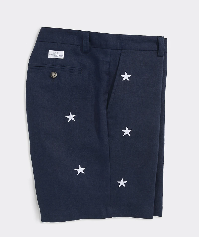9 Inch Embroidered Linen Breaker Shorts