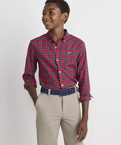 Boys' Performance Cotton Yuletide Tartan Shirt