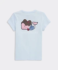 Girls' Glitter Preppy Whale Short-Sleeve Pocket Tee