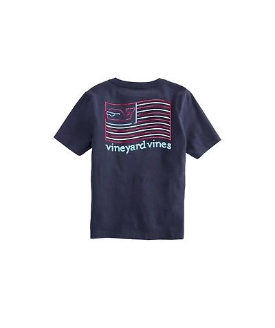 OUTLET Boys' Good Vibes Whale Flag Short-Sleeve Pocket Tee