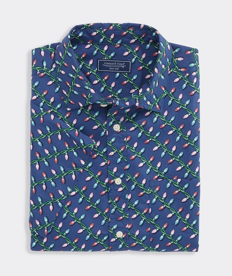 Christmas Lights Cotton Madras Short-Sleeve Shirt
