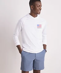 Micro Whale Flag Long-Sleeve Harbor Performance Hoodie Tee