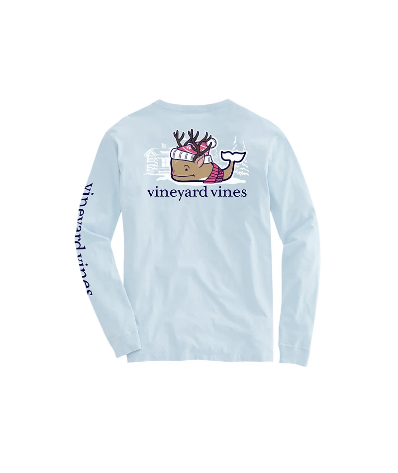 OUTLET Girls Après Reindeer Whale Long-Sleeve Pocket Tee