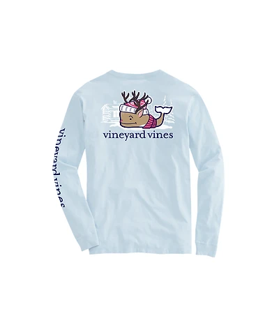 OUTLET Girls Après Reindeer Whale Long-Sleeve Pocket Tee