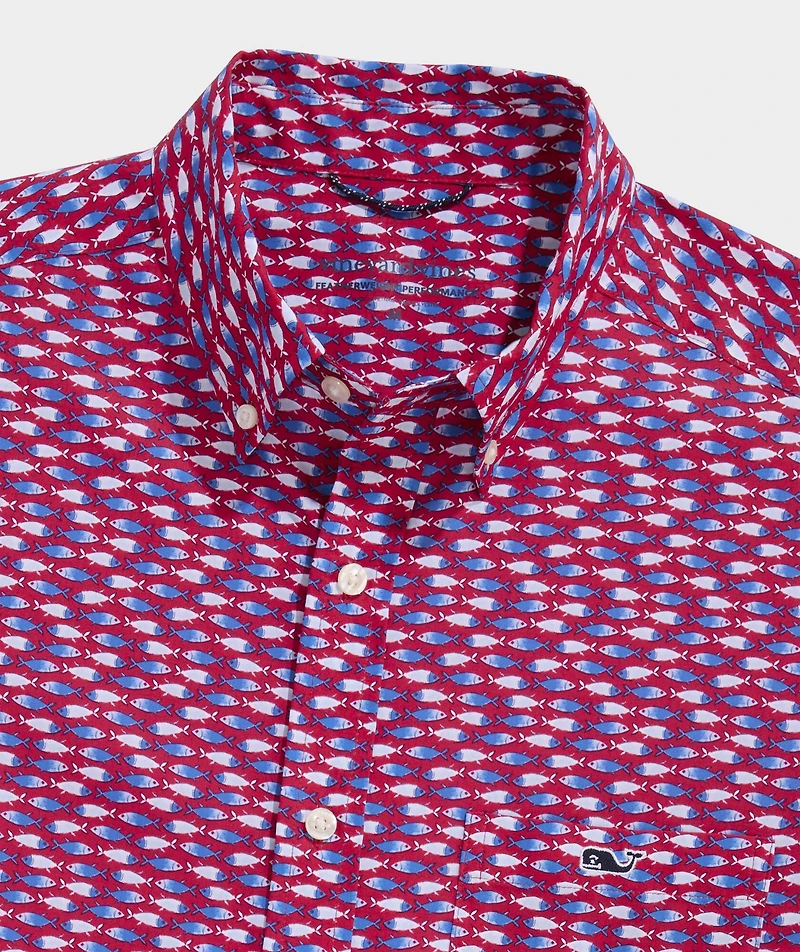 Micro Fish Short-Sleeve Performance Ripstop Shirt