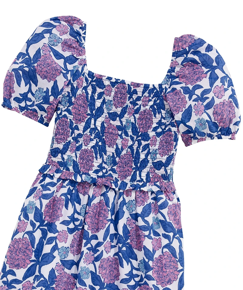 OUTLET Girls' Hydrangea Floral Smocked Dress