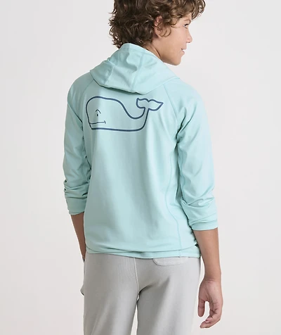 Boys' Whale Outline Harbor Sun Performance Hoodie Tee