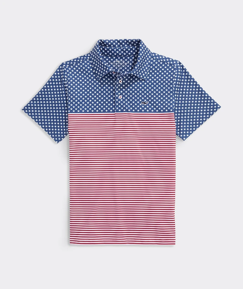 Boys' Americana Printed Sankaty Polo