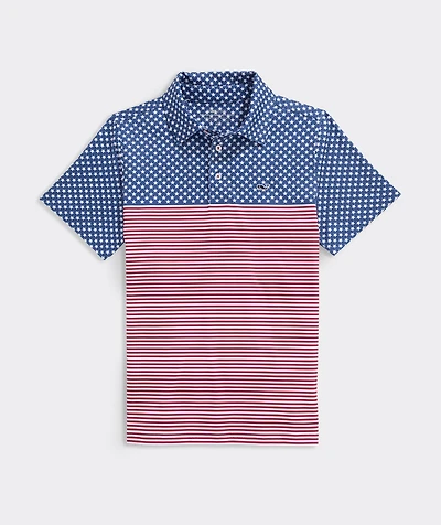 Boys' Americana Printed Sankaty Polo