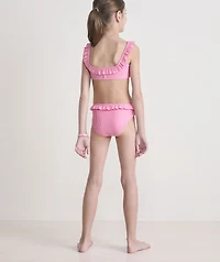 Girls' Seersucker Ruffle Square Neck Bikini