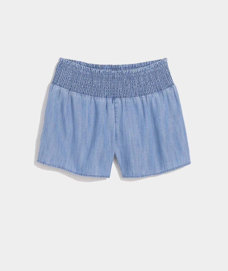 Nori Chambray Smocked Shorts