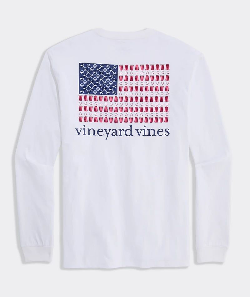 Beer Pong Flag Long-Sleeve Pocket Tee