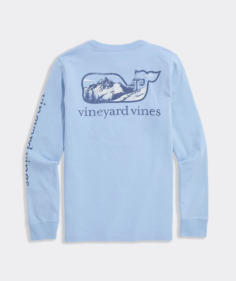 Boys' Ski Mountain Whale Long-Sleeve Pocket Tee