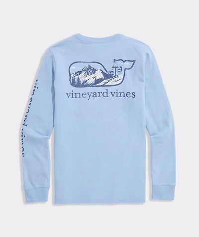 Boys' Ski Mountain Whale Long-Sleeve Pocket Tee