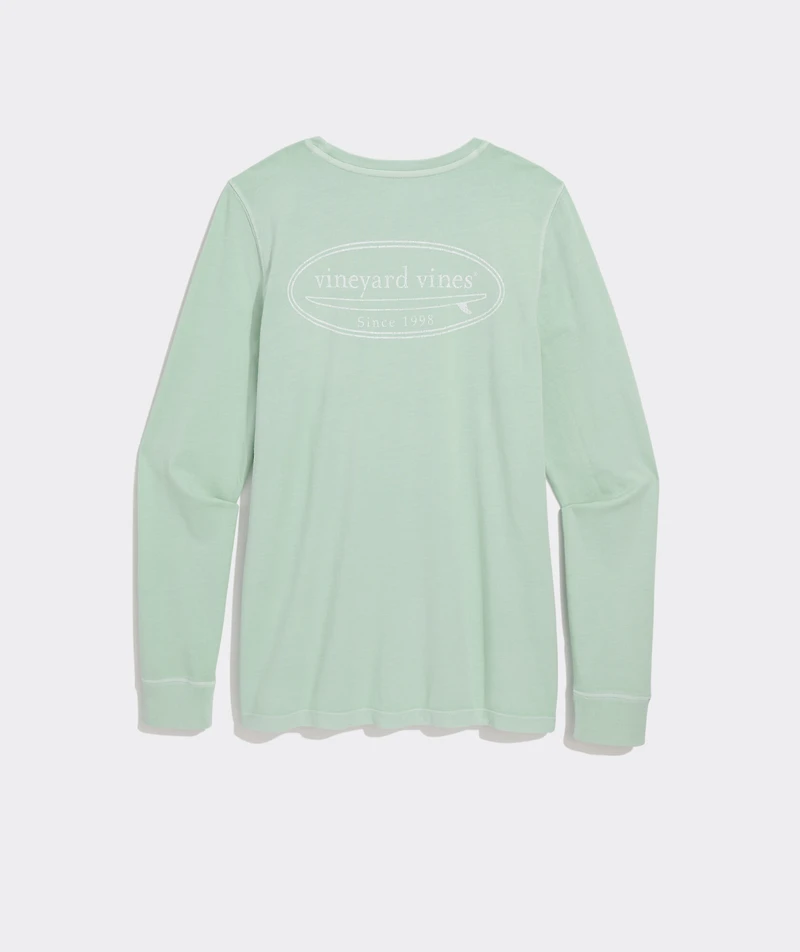 Garment-Dyed Surf Logo Long-Sleeve Pocket Tee