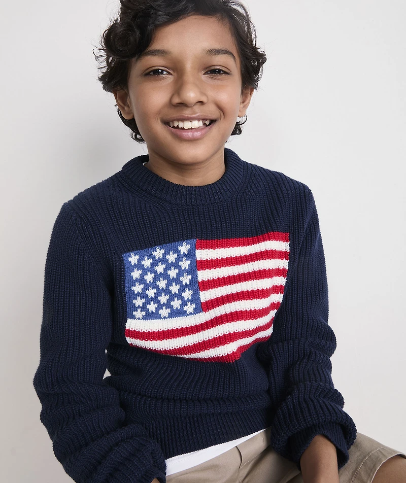 Boys' American Flag Crewneck Sweater