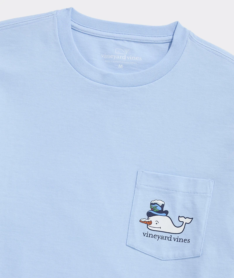 Snowman Whale Long-Sleeve Pocket Tee