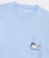 Snowman Whale Long-Sleeve Pocket Tee