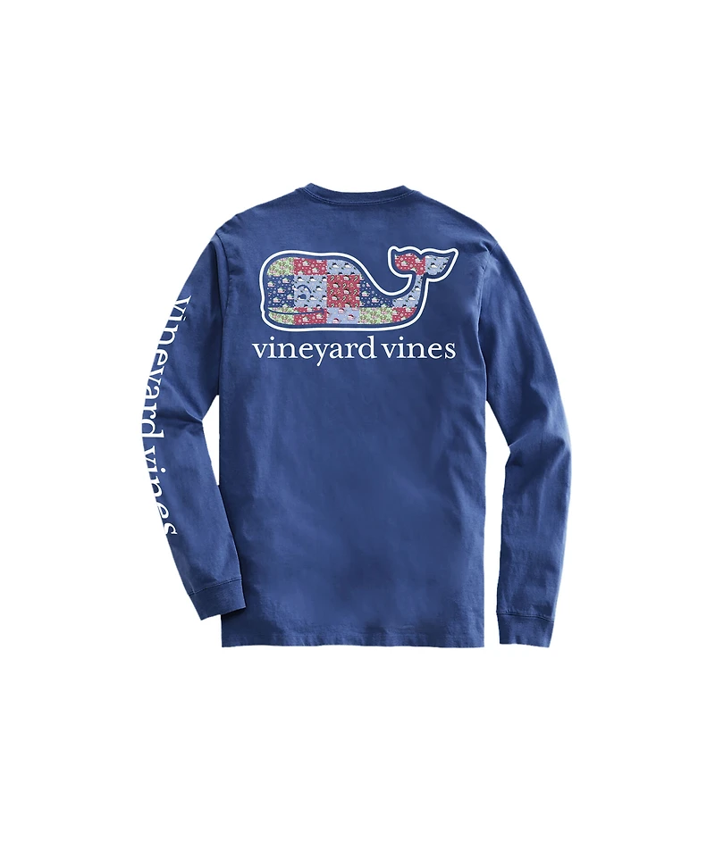 OUTLET Holiday Patchwork Whale Long-Sleeve Pocket Tee