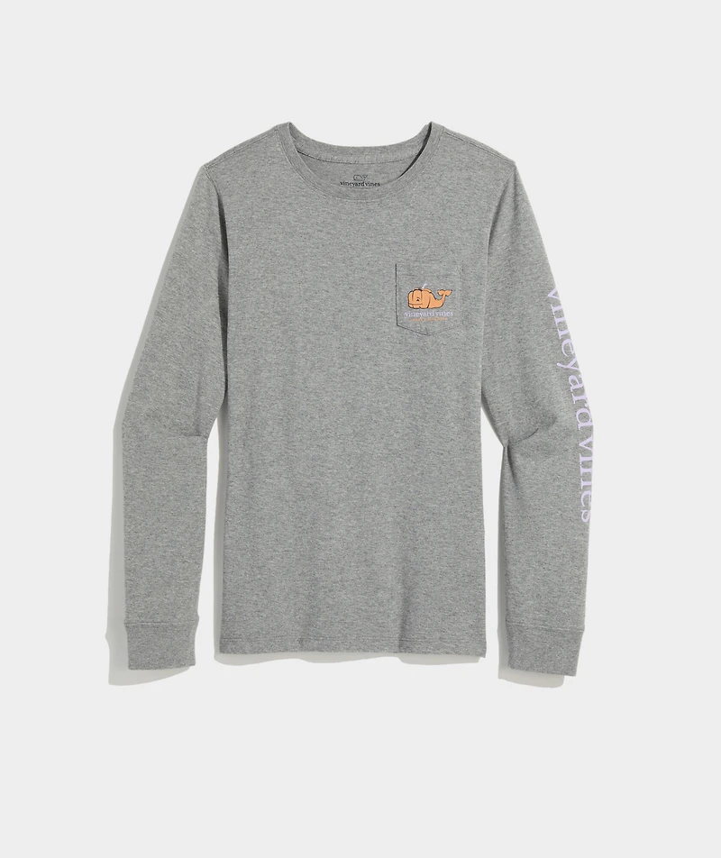 Pumpkin Icon Whale Fill Long-Sleeve Pocket Tee