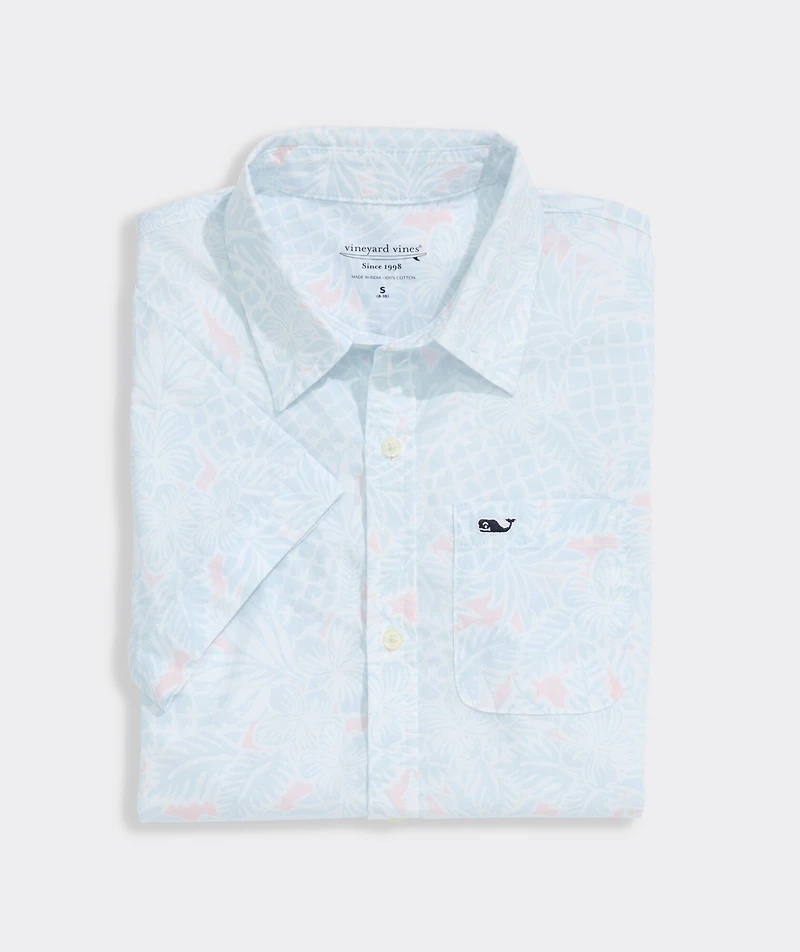 Boys' Printed Cotton Short-Sleeve Shirt
