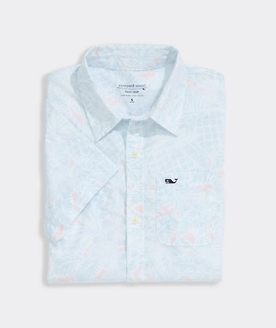 Boys' Printed Cotton Short-Sleeve Shirt