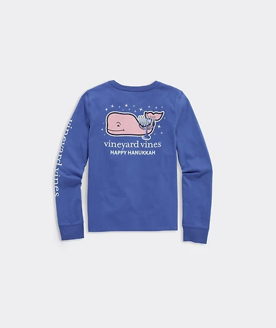 Girls' Hanukkah Whale Long-Sleeve Pocket Tee