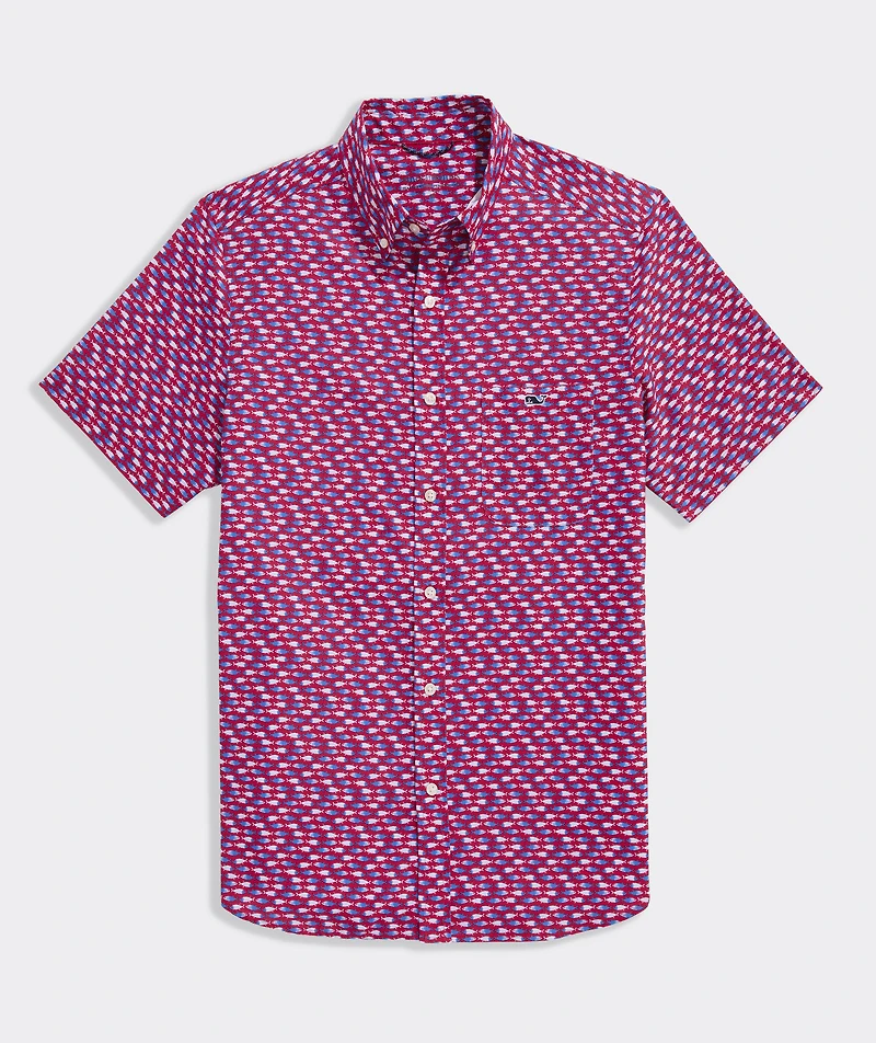 Micro Fish Short-Sleeve Performance Ripstop Shirt