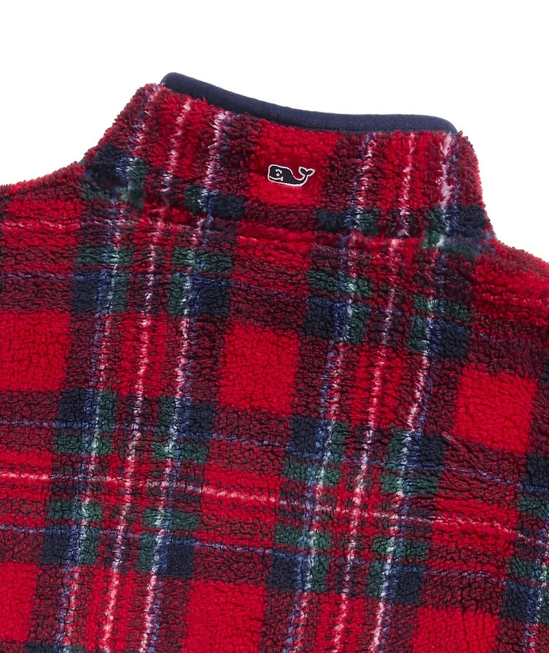 OUTLET Printed Plaid Sherpa Quarter-Zip