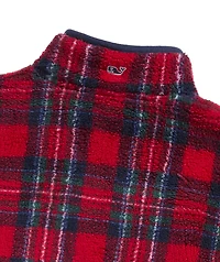 OUTLET Printed Plaid Sherpa Quarter-Zip