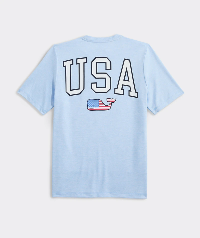 Boys' USA Flag Whale Short-Sleeve Harbor Sun Performance Tee