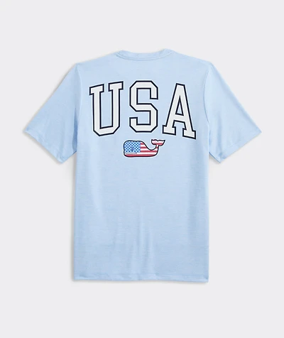 Boys' USA Flag Whale Short-Sleeve Harbor Sun Performance Tee