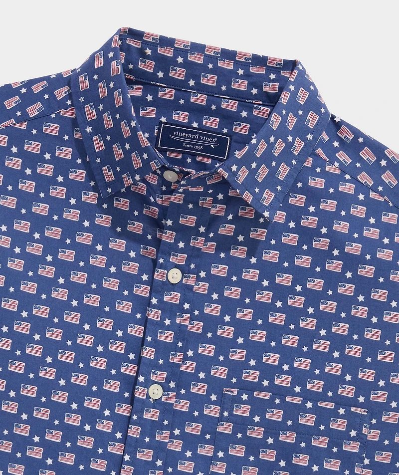 Flags & Stars Cotton Madras Short-Sleeve Shirt
