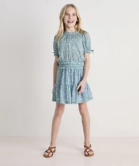 Girls' Printed Puff-Sleeve Top