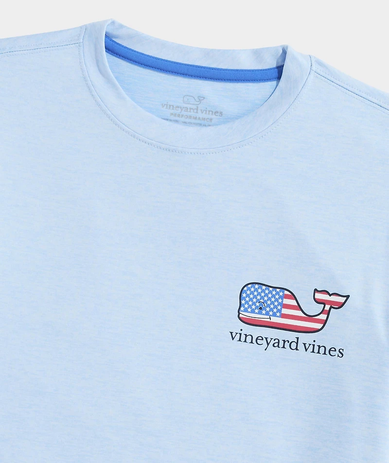 Boys' USA Flag Whale Short-Sleeve Harbor Sun Performance Tee